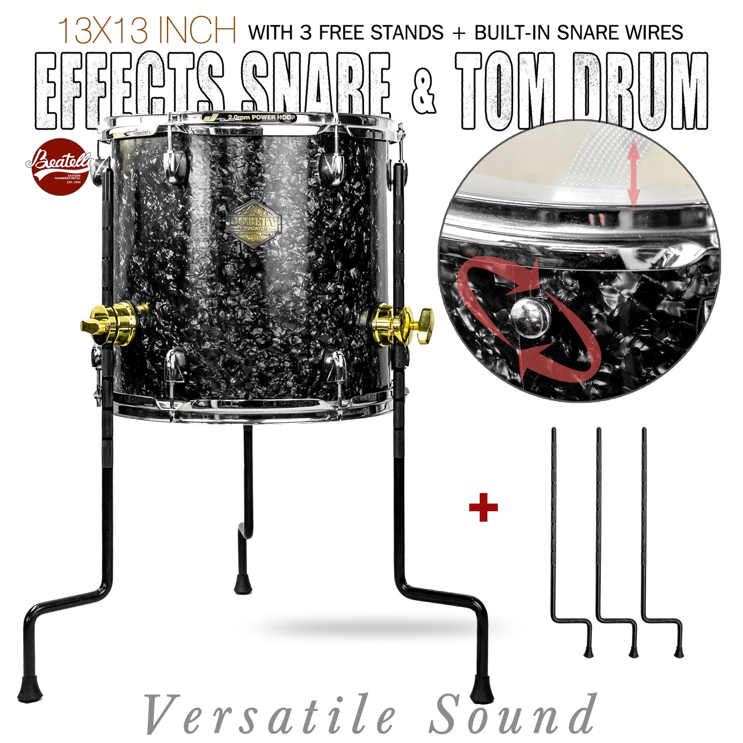 Starry Black 13×13-inch Special Effect Floor Snare Drum