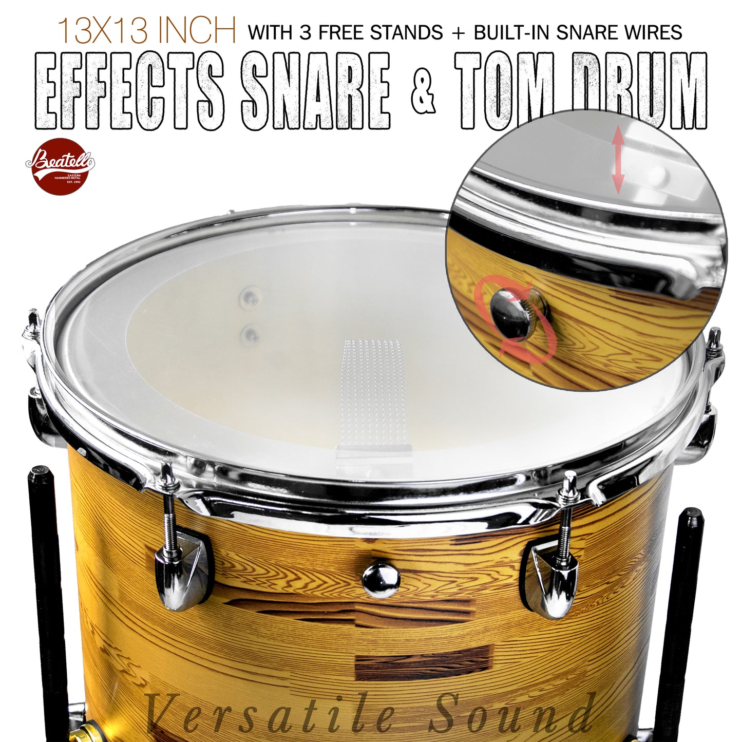 Natural Wood 13×13-inch Special Effect Floor Snare Drum