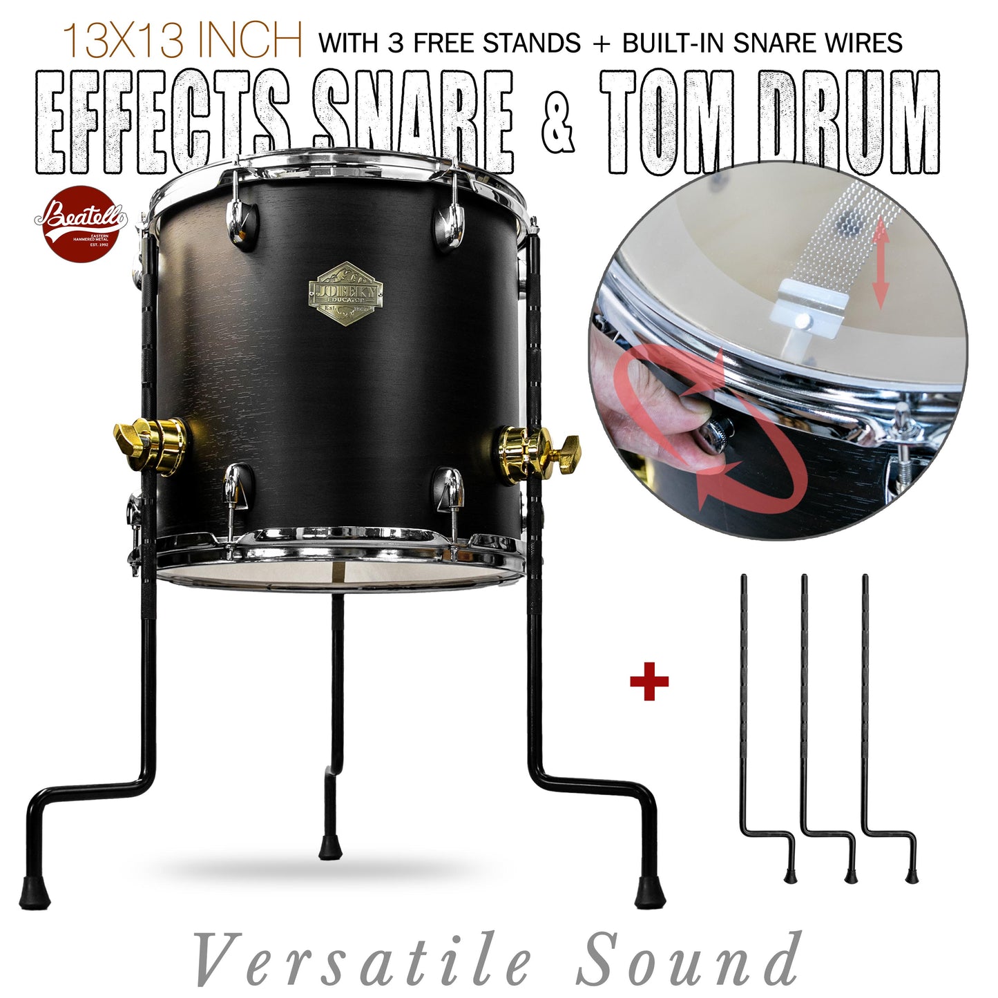 Pure Black 13×13-inch Special Effect Floor Snare Drum