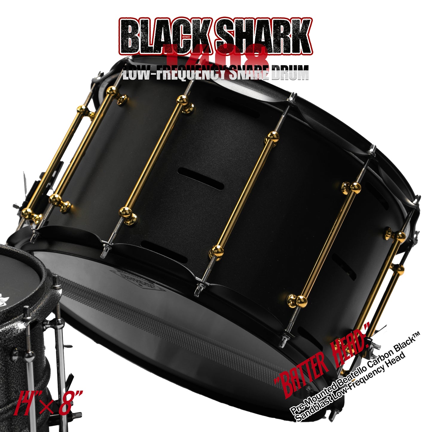 14x8 Black Shark Snare Drum