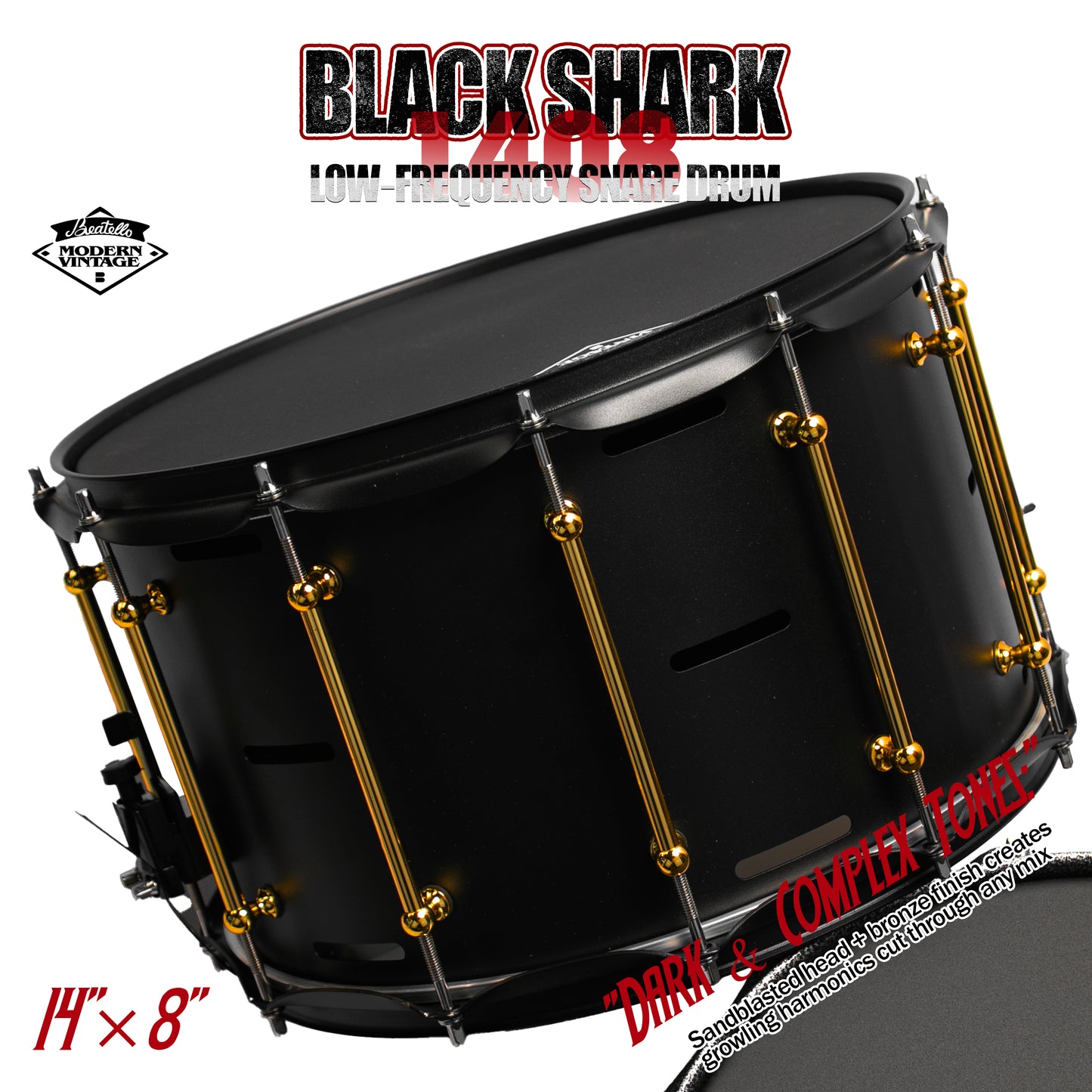 14x8 Black Shark Snare Drum