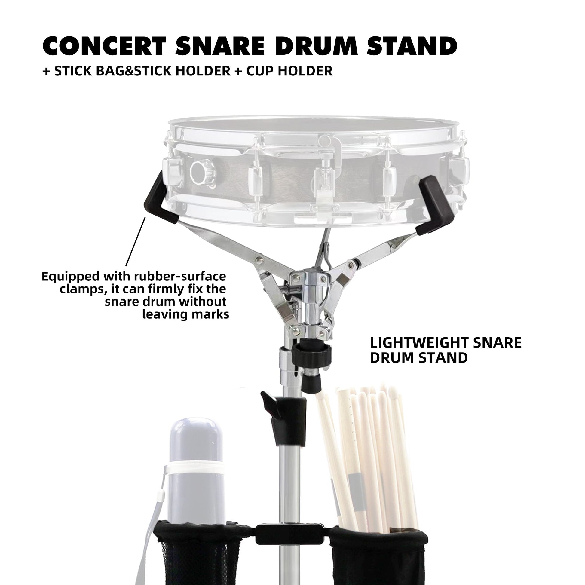 Beatello - Concert Snare Drum Stand + Stick Bag&Stick Holder + Cup Holder My Store