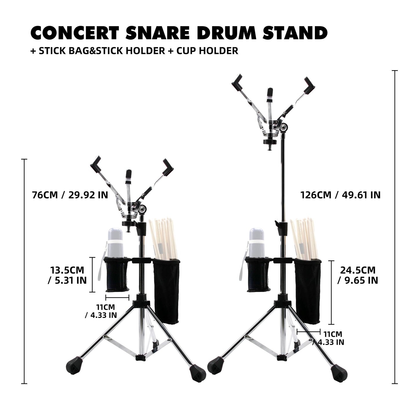 Beatello - Concert Snare Drum Stand + Stick Bag&Stick Holder + Cup Holder My Store