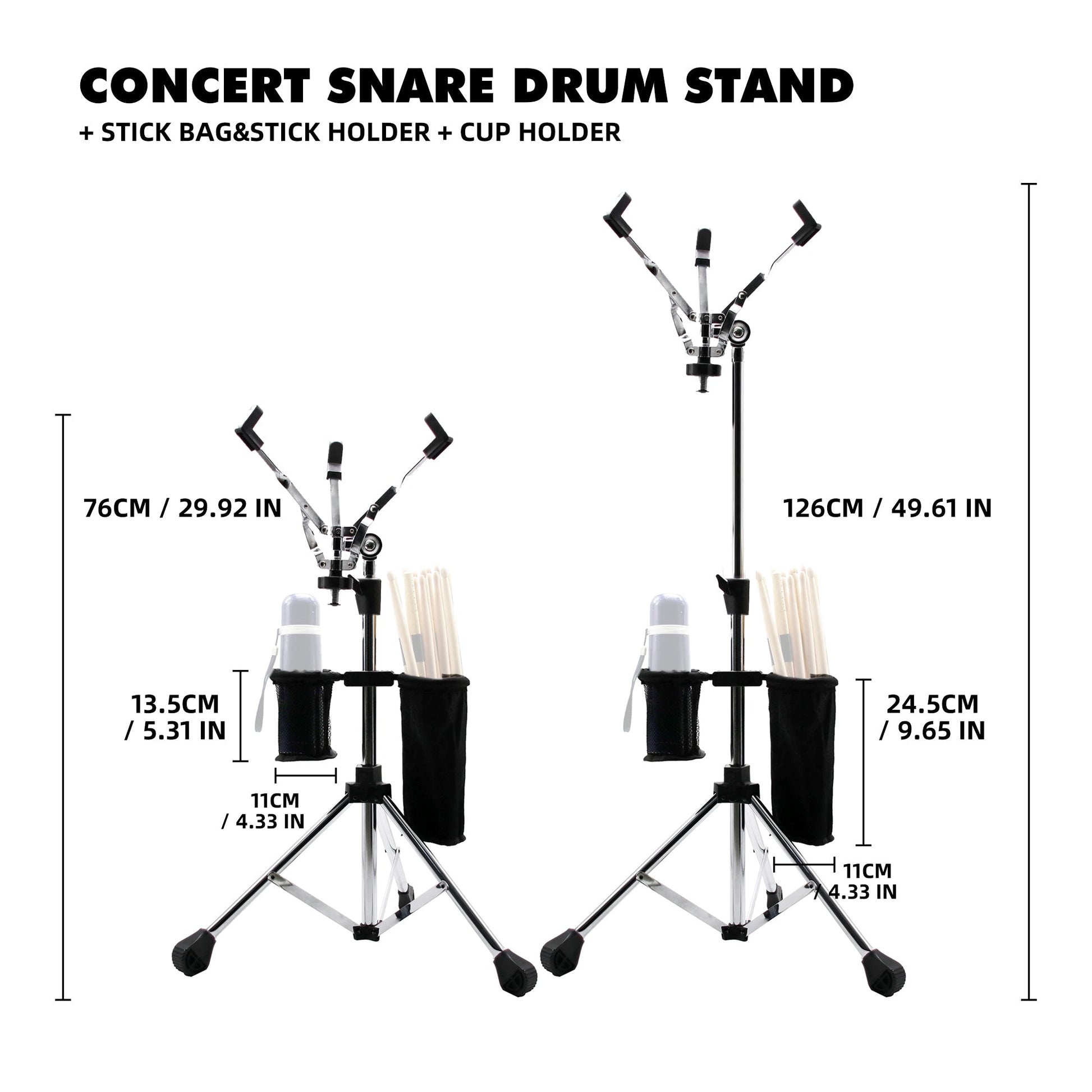 Beatello - Concert Snare Drum Stand + Stick Bag&Stick Holder + Cup Holder My Store