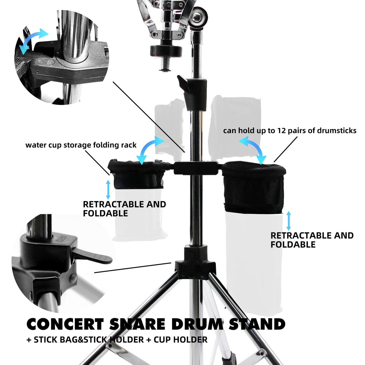 Beatello - Concert Snare Drum Stand + Stick Bag&Stick Holder + Cup Holder My Store
