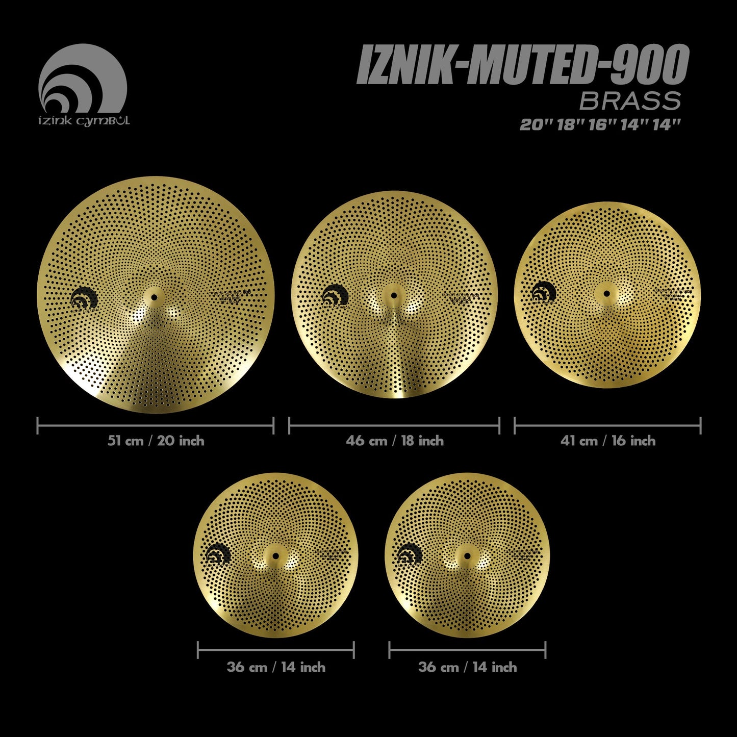 IZNiK-muted-900 BRASS Low Volume Cymbal Set My Store