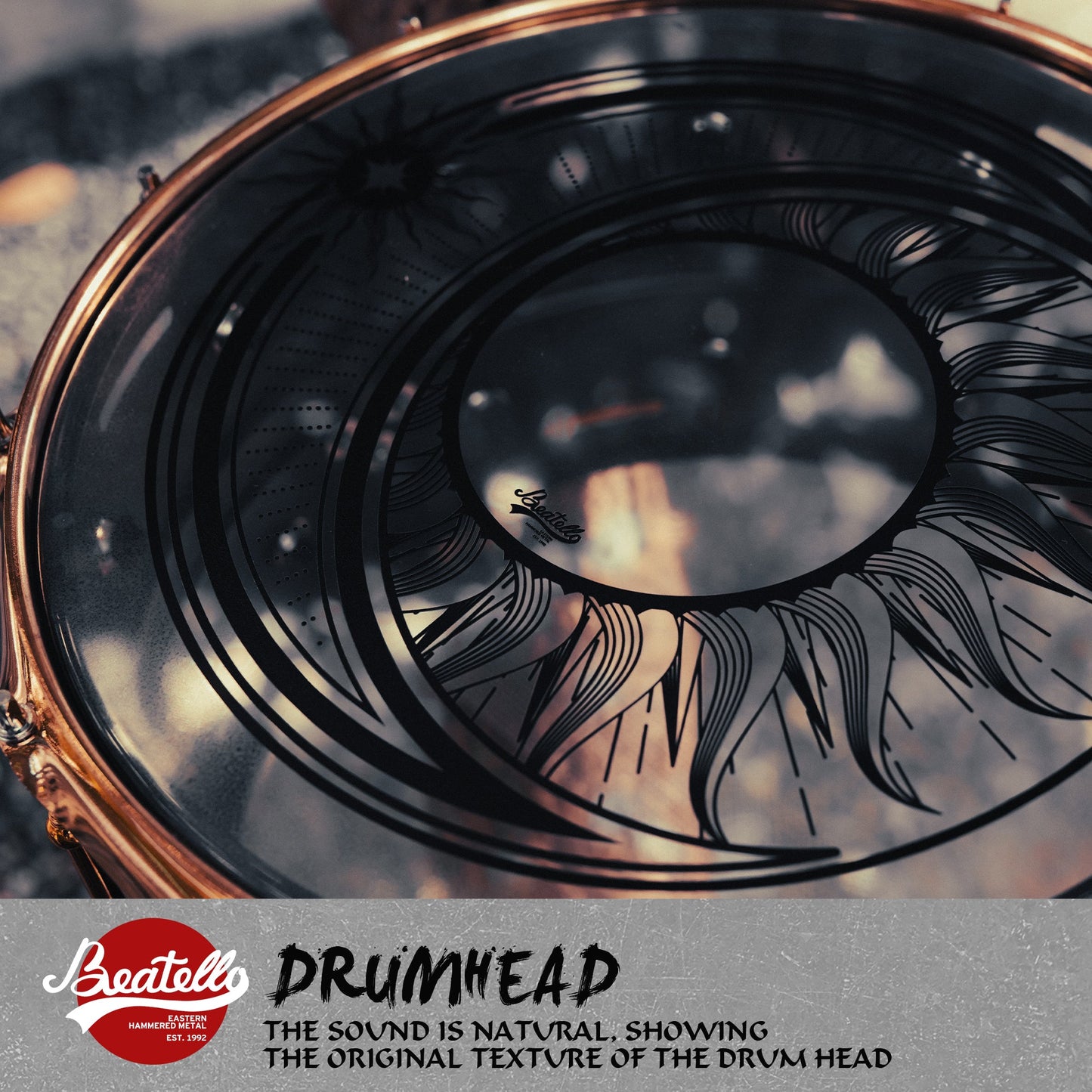 Beatello 14-Inch Drum Heads With Sun and Moon Prints Beatello