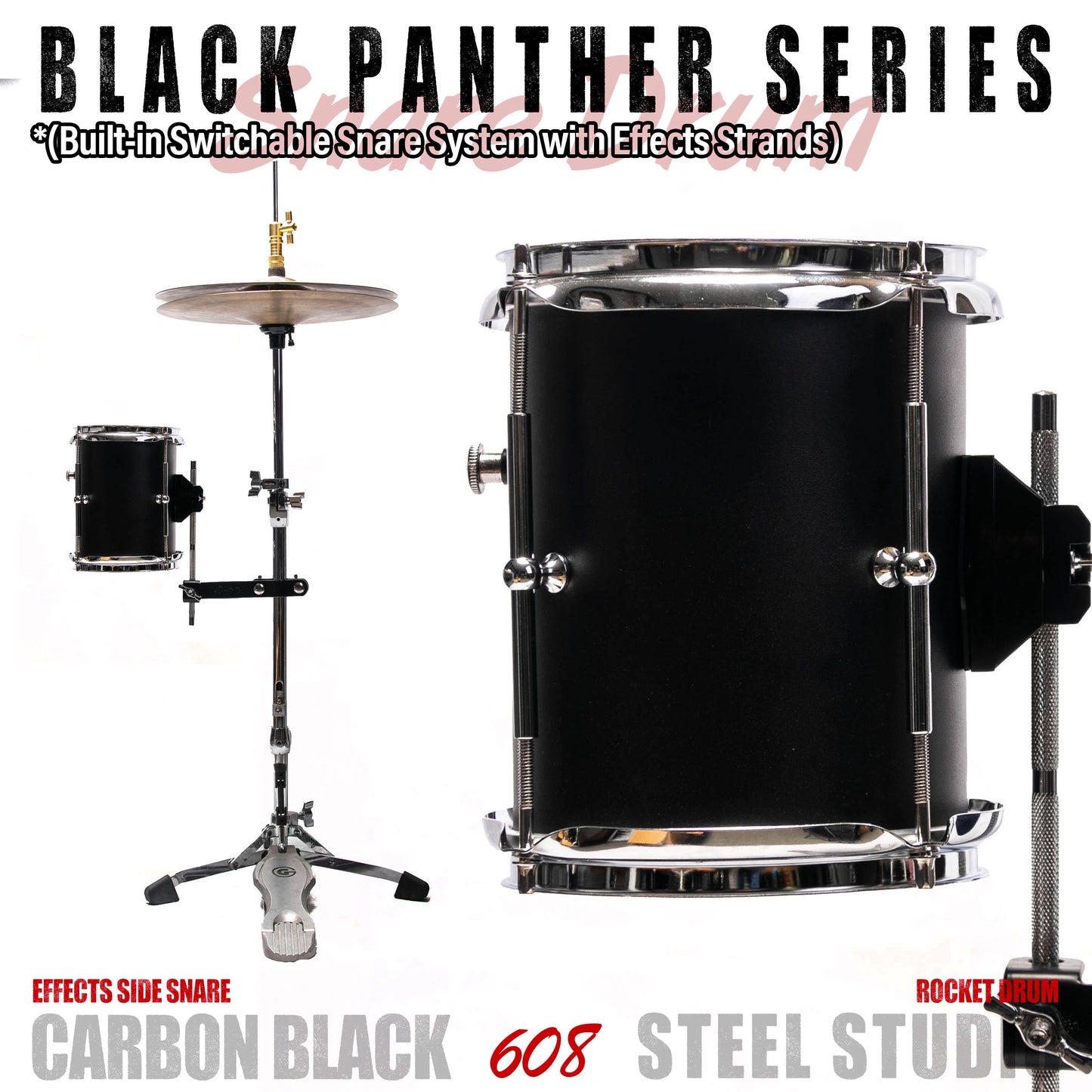 Beatello Black Panther Series 6" x 8" Snare | Hi-Hat Mountable Special Effect Drum