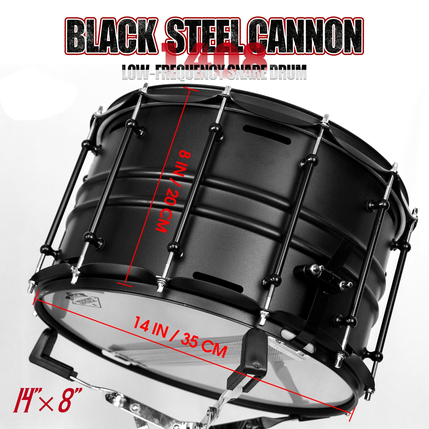 Black Steel Cannon-1408 Snare Drum