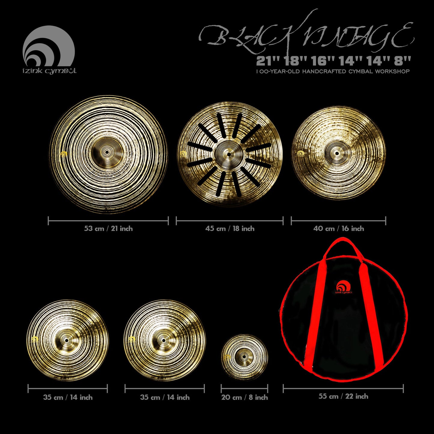 Black Vintage Series Handmade Cymbal Set Beatello