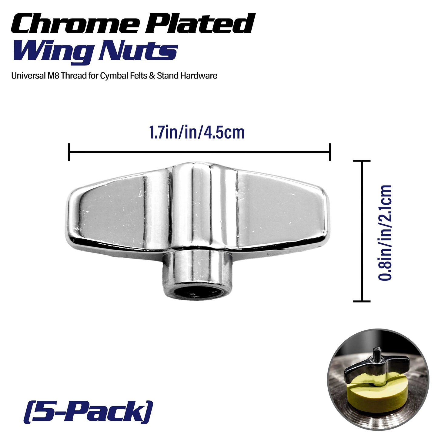 Chrome Plated Wing Nuts 5pcs