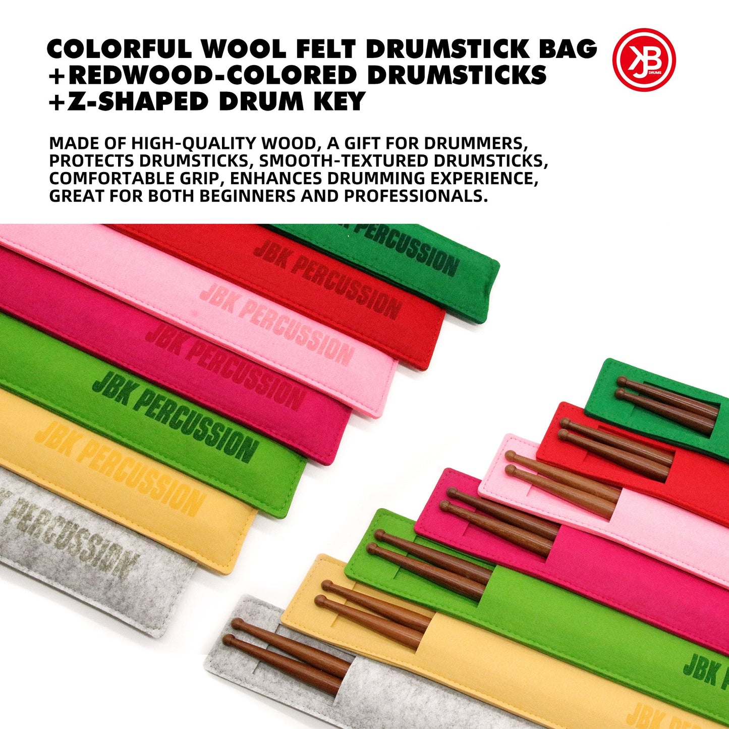 Colorful Wool Felt Drum Stick Bag Beatello