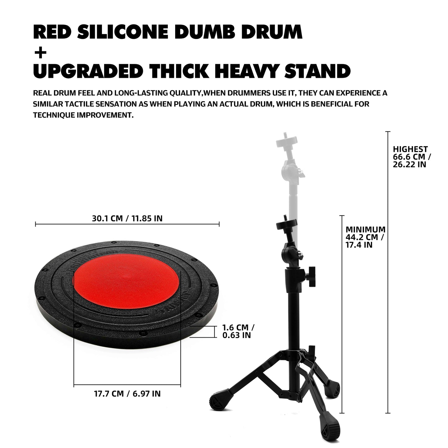 Double Sided Silent Drums Pad With Adjustable Thickened Stand