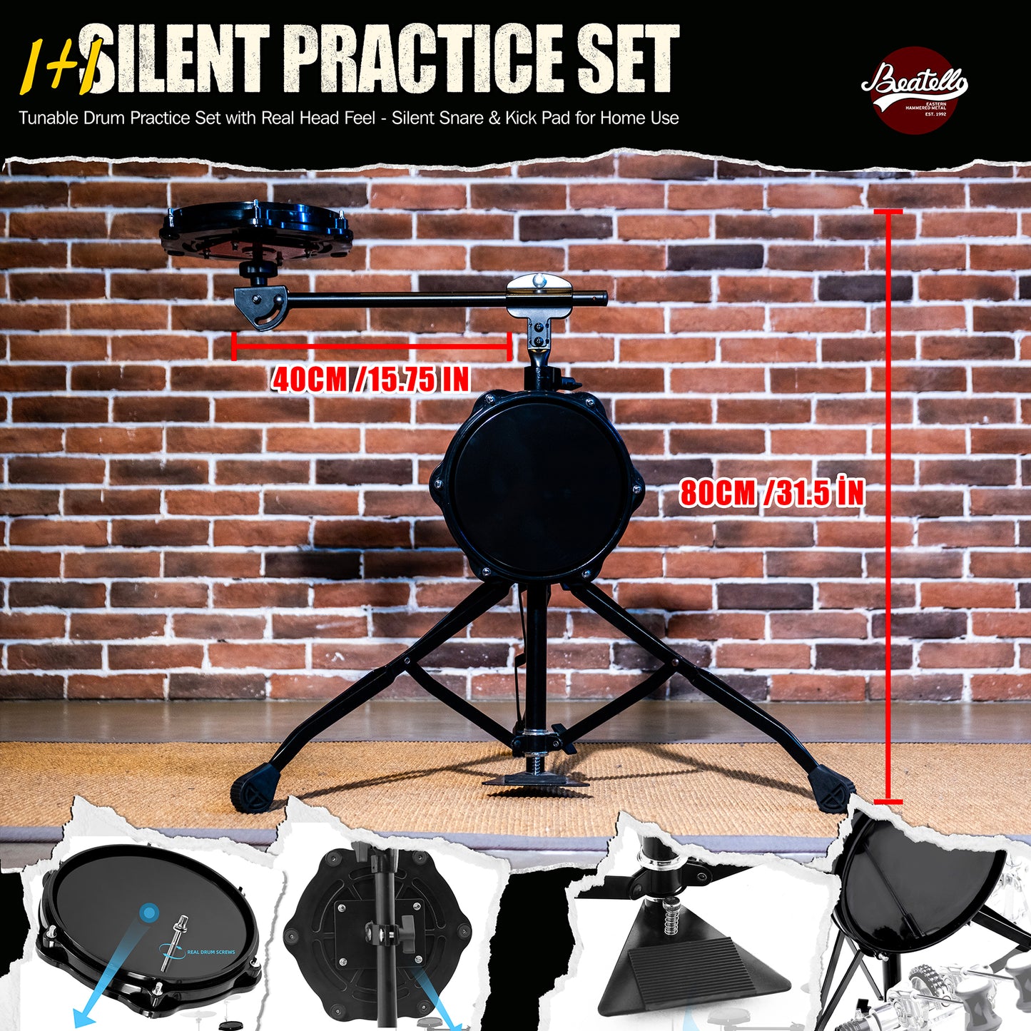Tunable Drum Practice Pad Set