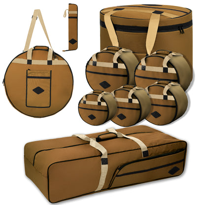 Beatello Drum Bags Set, 9-pcs Set, 10/12/13/16 F Tom/14 Snare/22 Bass/ Drum hardware bag/ Cymbal Bag/ Drumsticks bag