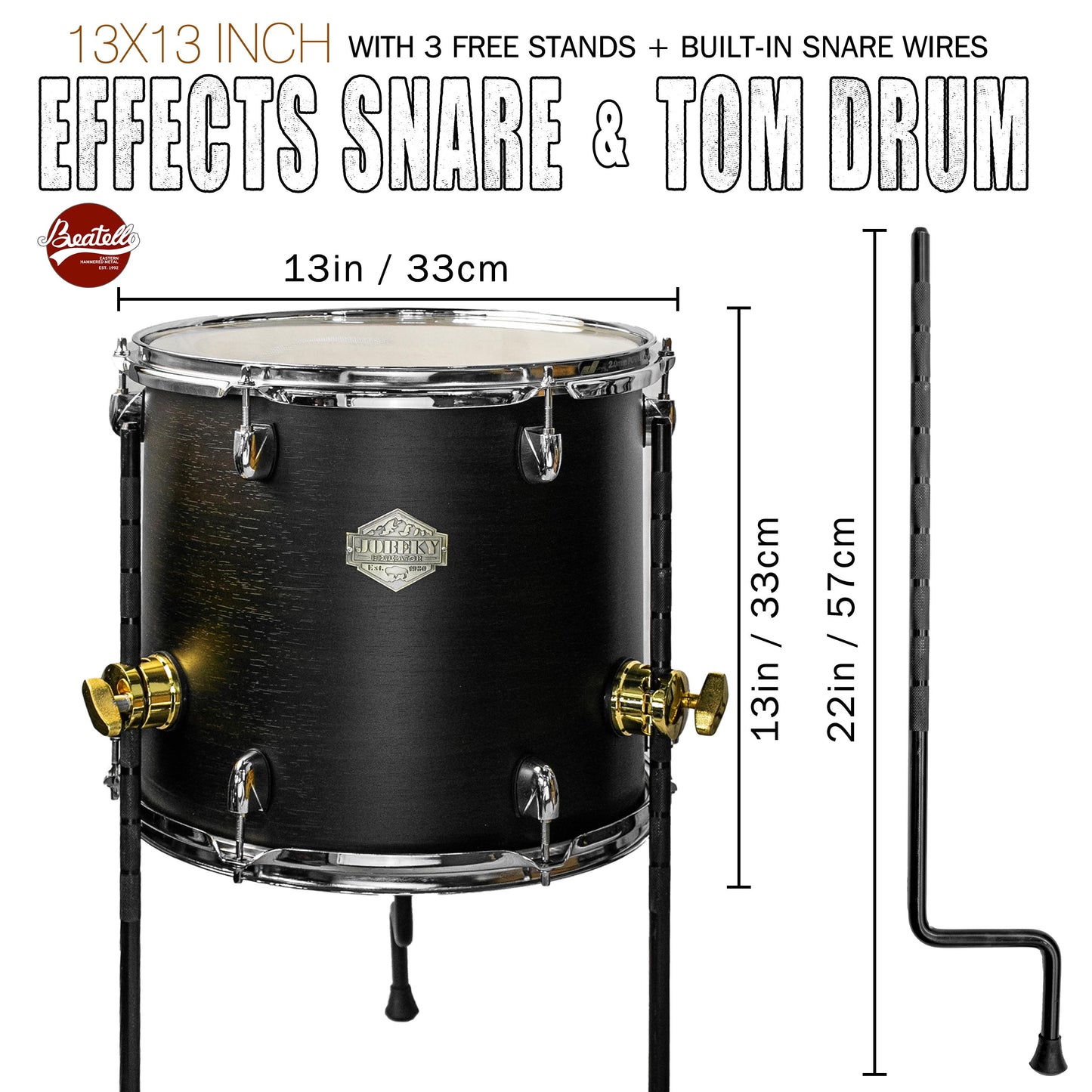 Pure Black  13×13-inch Special Effect Floor Snare Drum