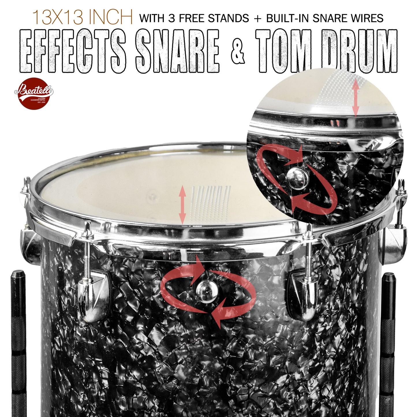 Starry Black 13×13-inch Special Effect Floor Snare Drum