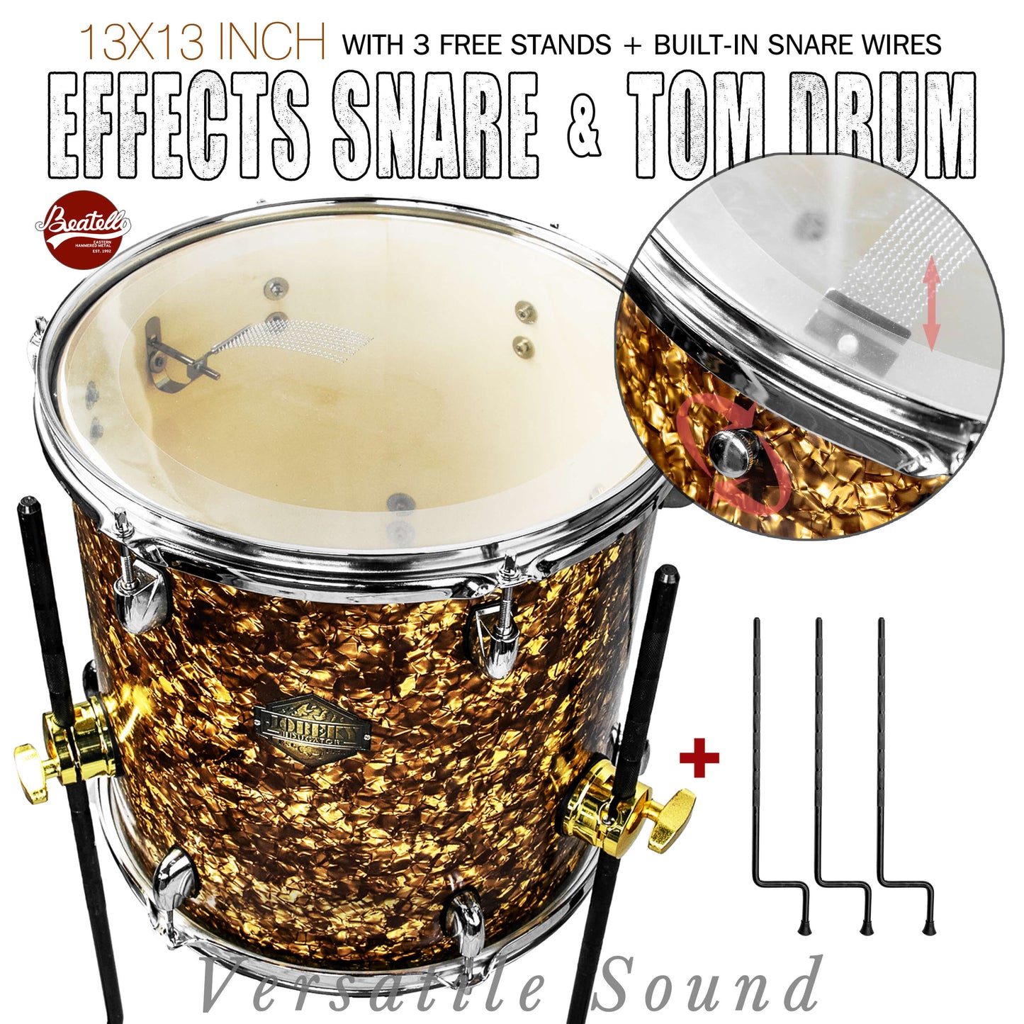 Gold 13×13-inch Special Effect Floor Snare Drum