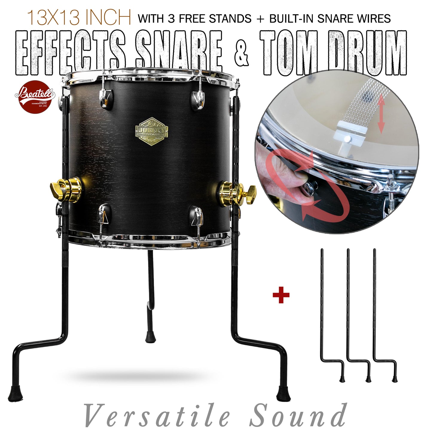 Pure Black  13×13-inch Special Effect Floor Snare Drum