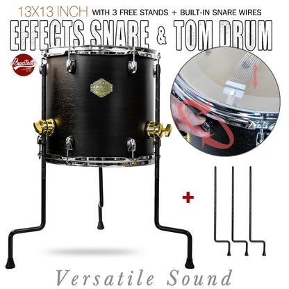 Pure Black  13×13-inch Special Effect Floor Snare Drum