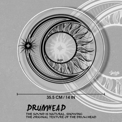 Beatello 14-Inch Drum Heads With Sun and Moon Prints