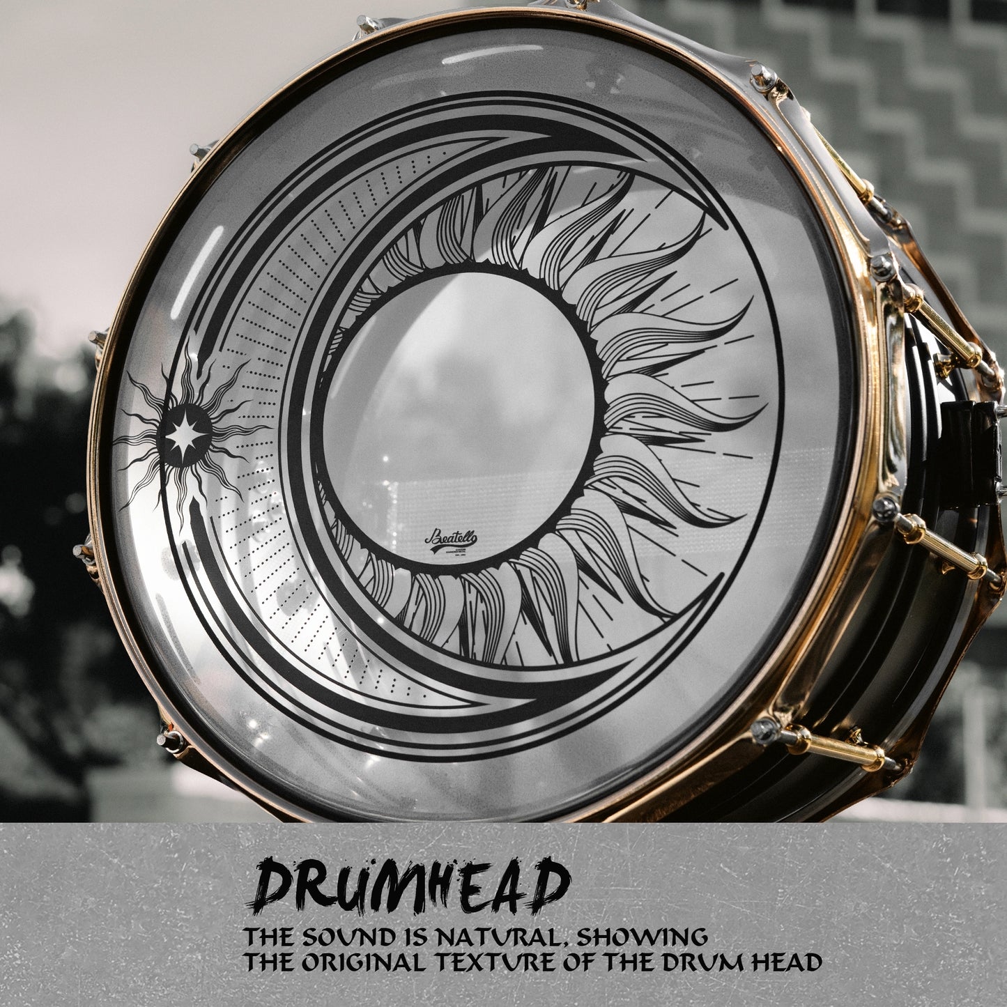 Beatello 14-Inch Drum Heads With Sun and Moon Prints