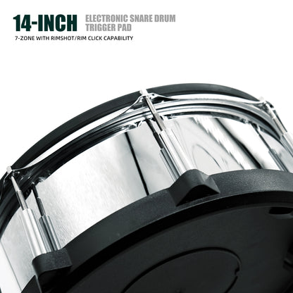 Beatello 14" Electronic Snare Pad | 6-Point Multi-Sensor Trigger & Dual-Ply Mesh Head