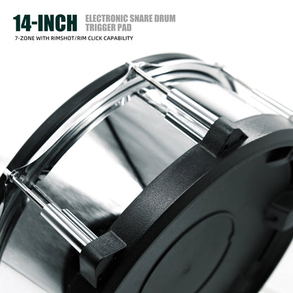 Beatello 14" Electronic Snare Pad | 6-Point Multi-Sensor Trigger & Dual-Ply Mesh Head