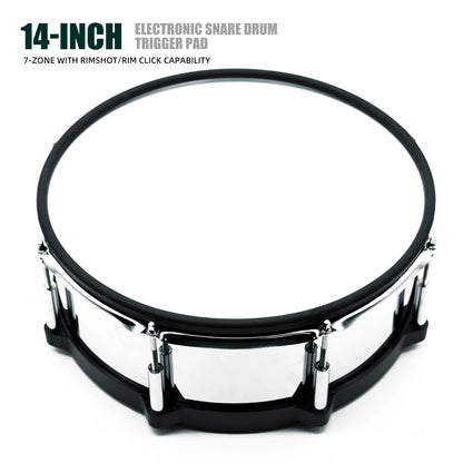 Beatello 14" Electronic Snare Pad | 6-Point Multi-Sensor Trigger & Dual-Ply Mesh Head