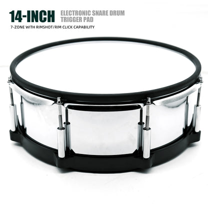 Beatello 14" Electronic Snare Pad | 6-Point Multi-Sensor Trigger & Dual-Ply Mesh Head
