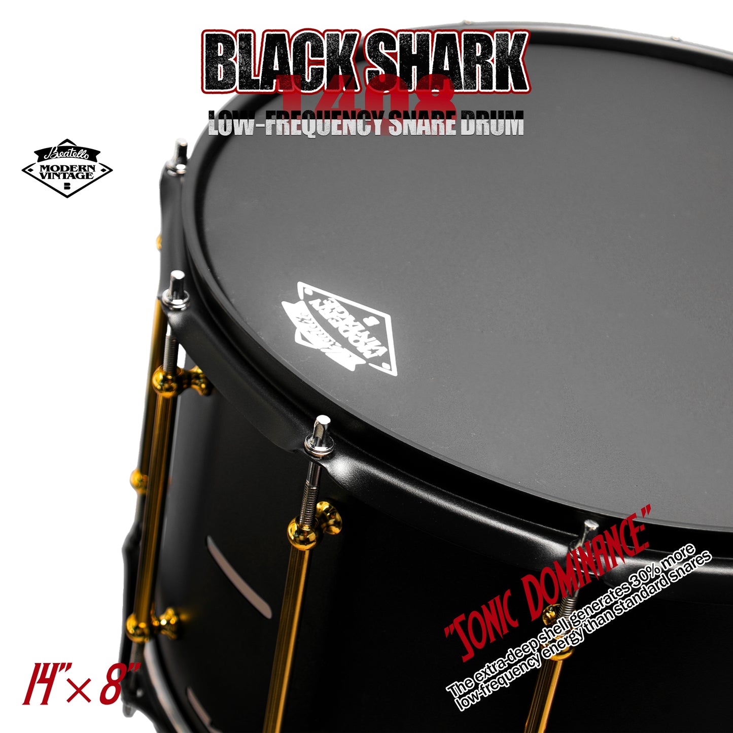 14x8 Black Shark Snare Drum