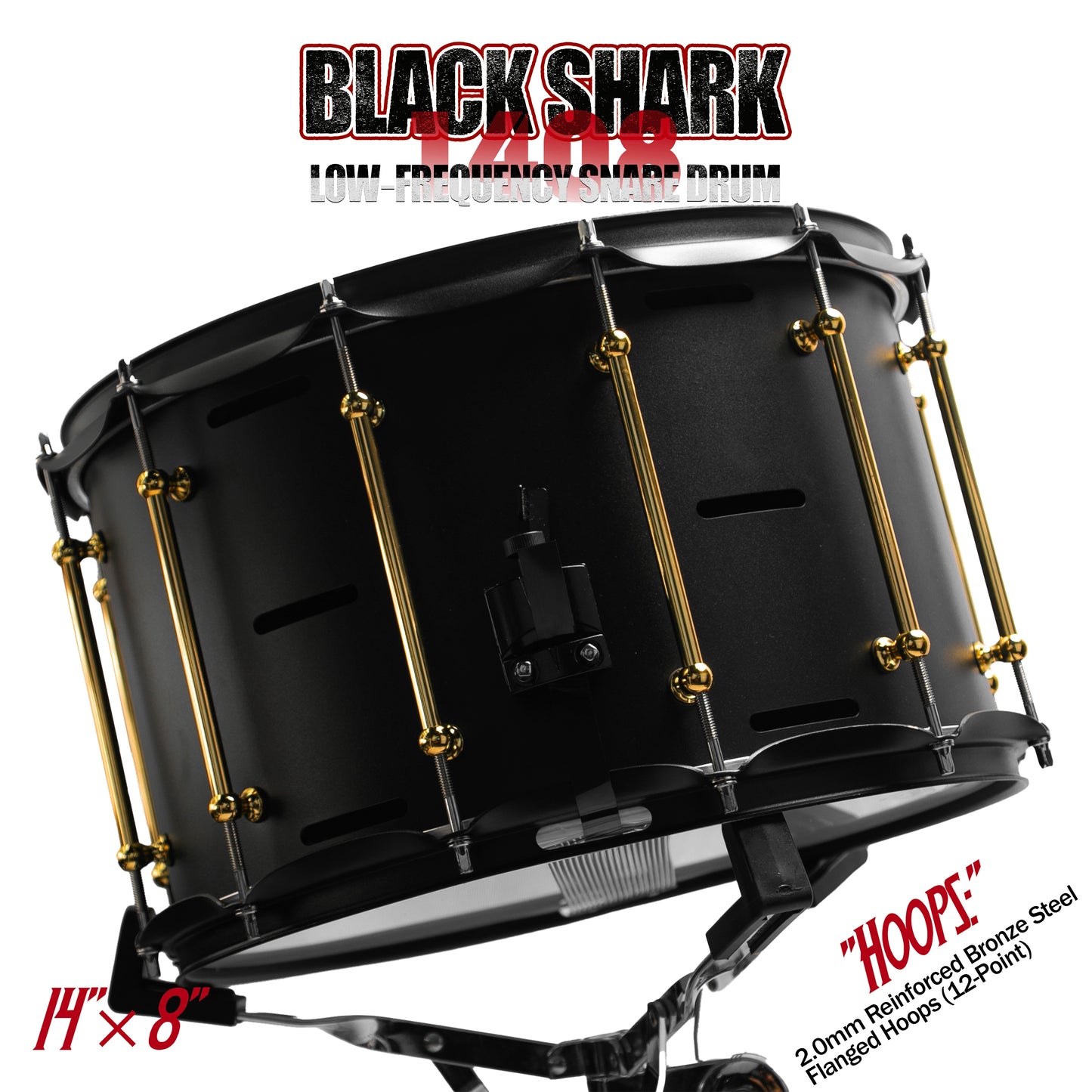14x8 Black Shark Snare Drum