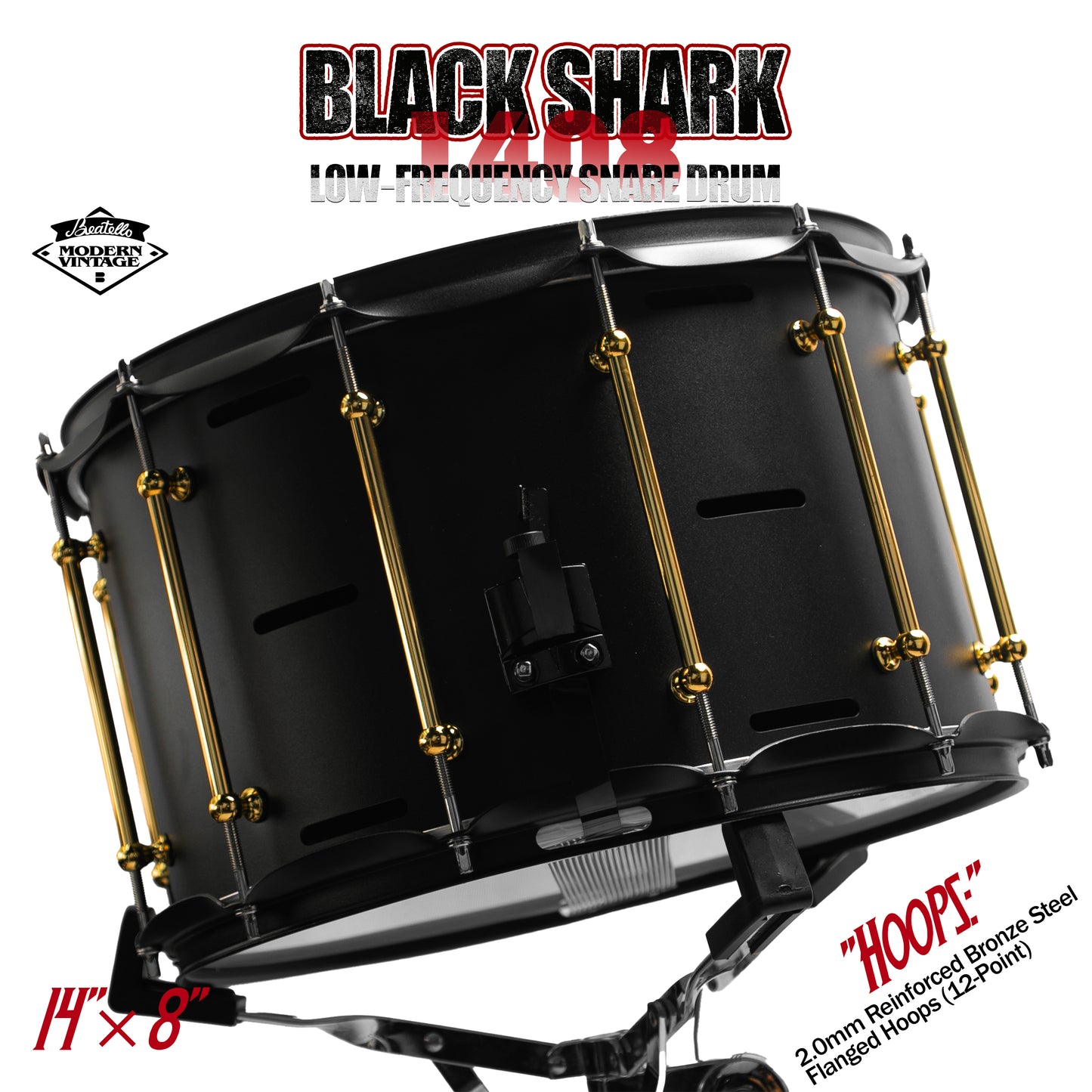 14x8 Black Shark Snare Drum