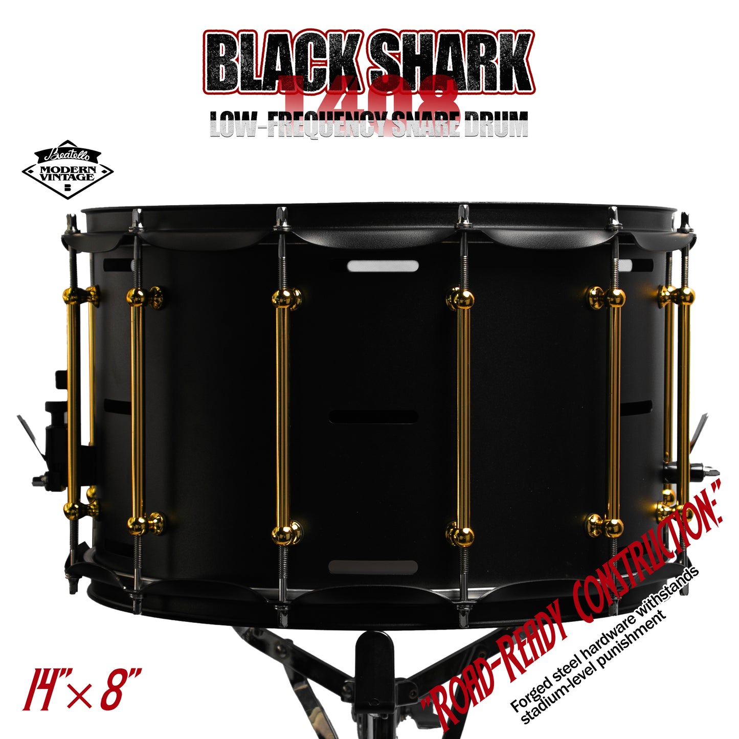 14x8 Black Shark Snare Drum