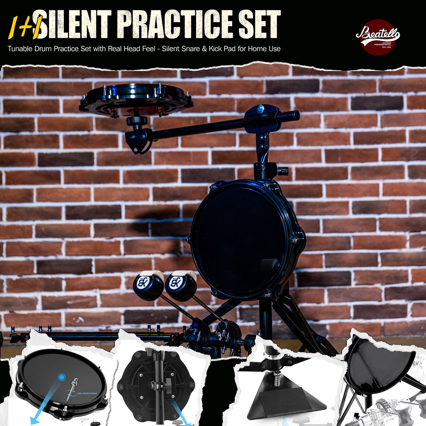 Tunable Drum Practice Pad Set