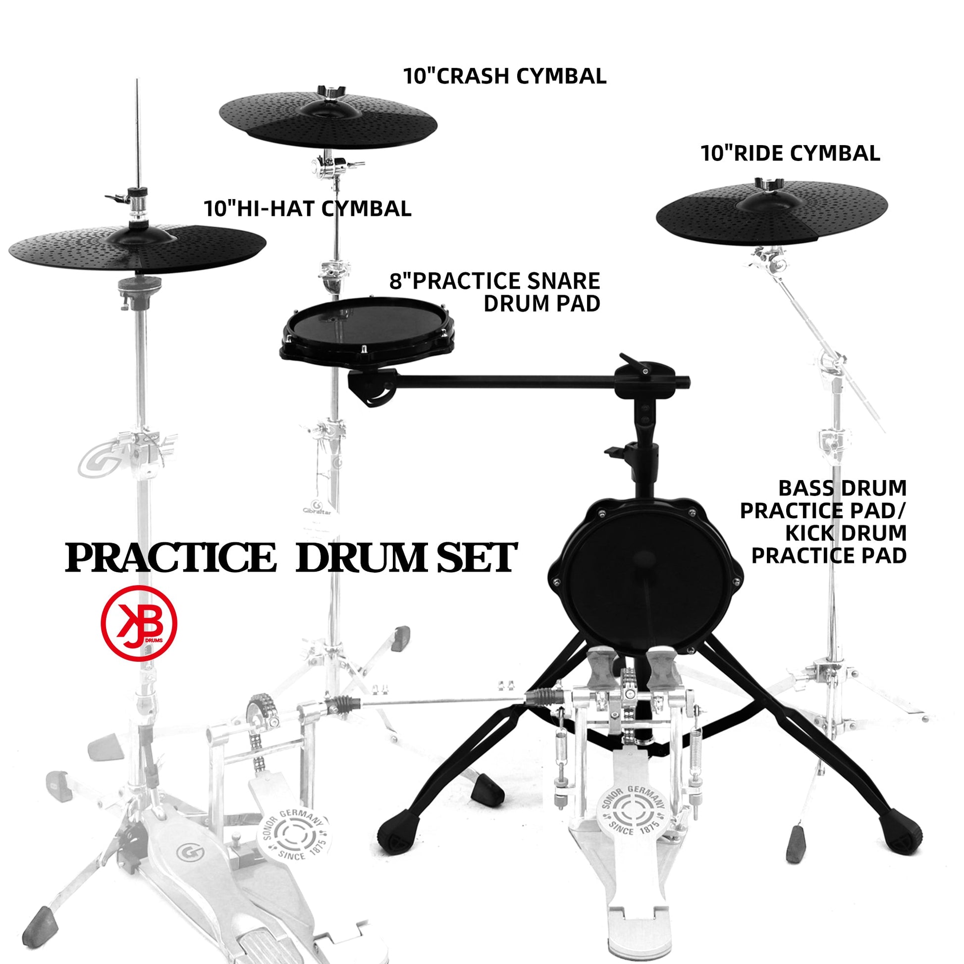 JBK DRUMS 1+1 Practice & Mute Drum Set – Quiet Drumming Anywhere My Store