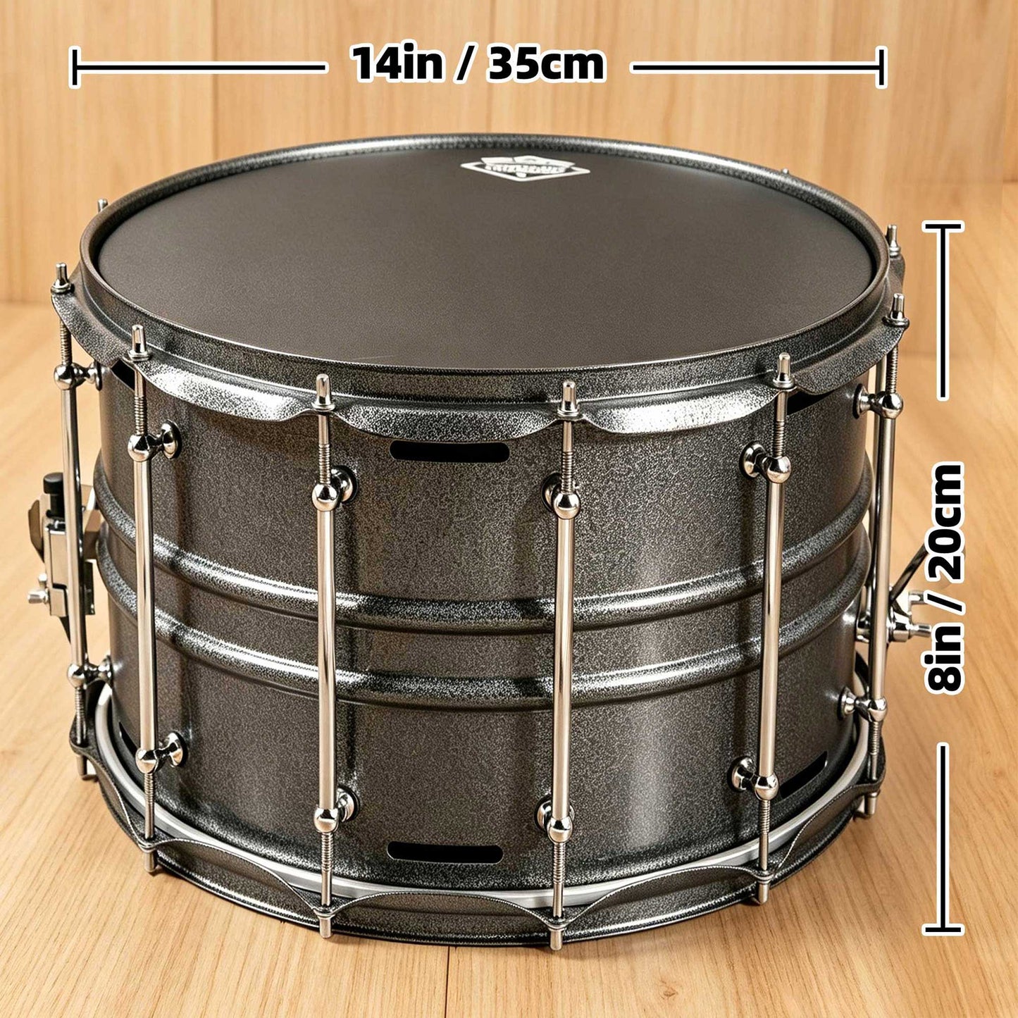 Beatello Metallic Silver Sonic Cannon-1408 Snare Drum