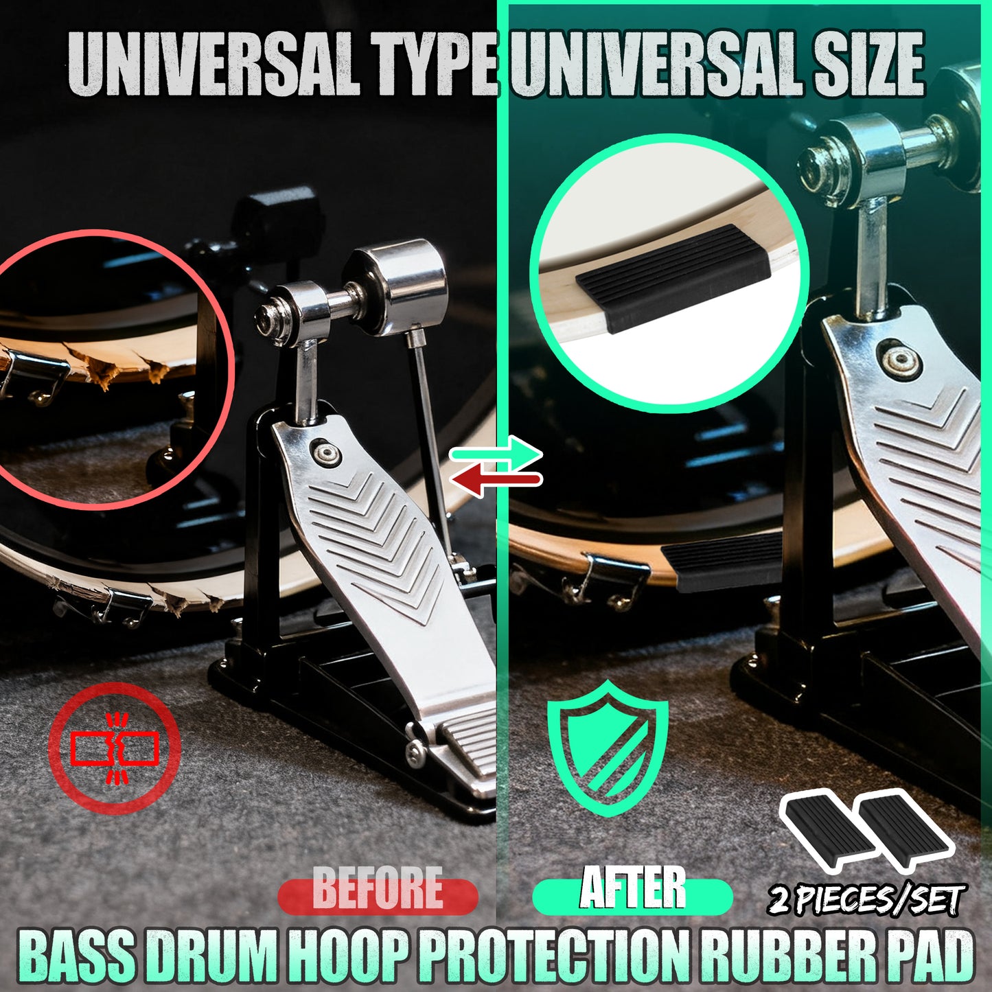 2 Psc Bass Drum Hoop Guard