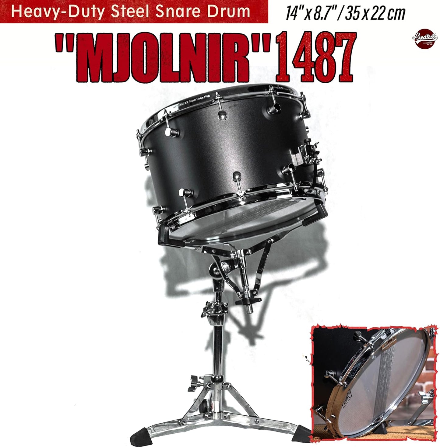 1487 Thunder Hammer Sub-Bass Polished Steel Military Drum