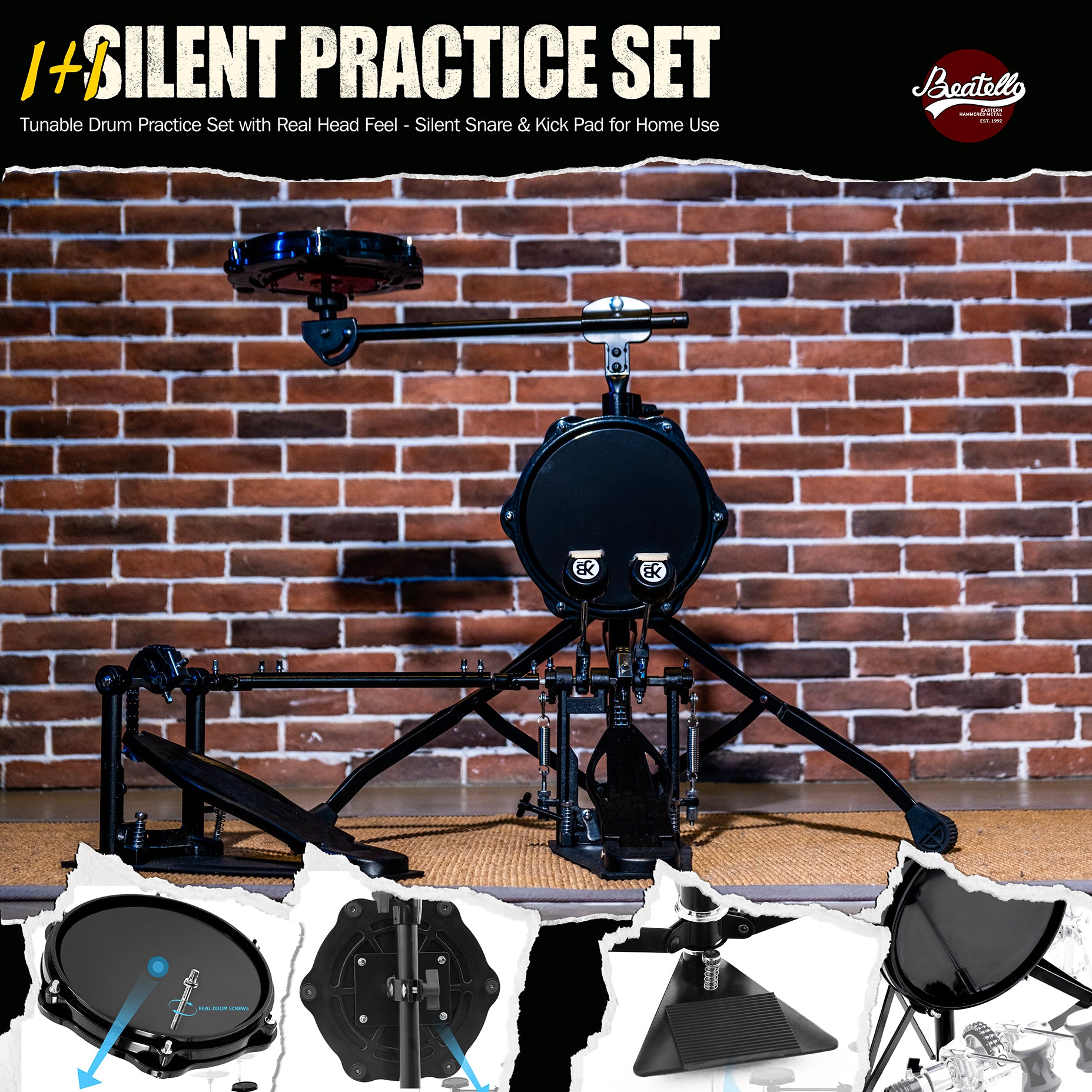 Beatello Tunable Drum Practice Pad Set