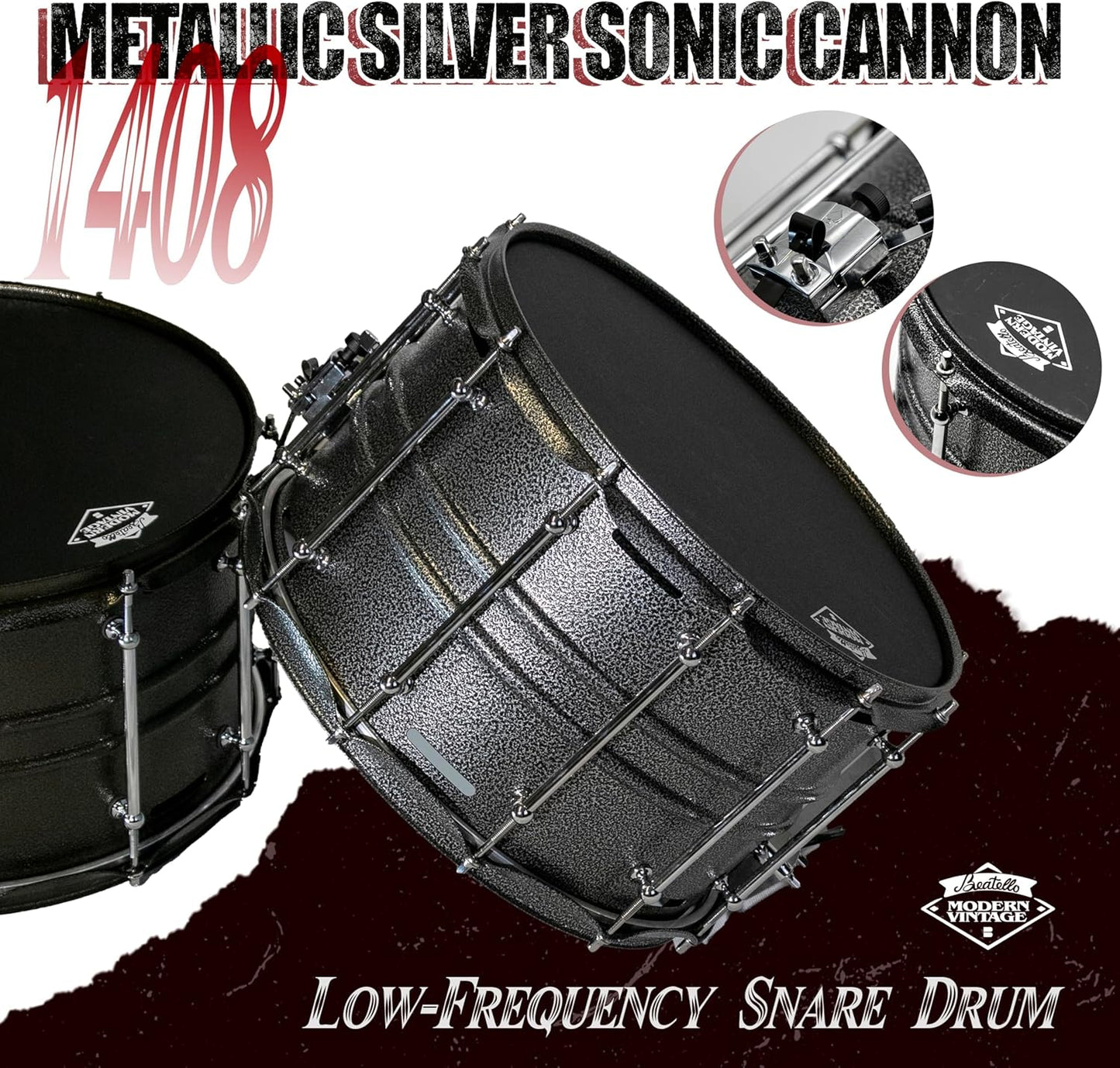 14x8 Metal Silver Giant Cannon Snare Dru