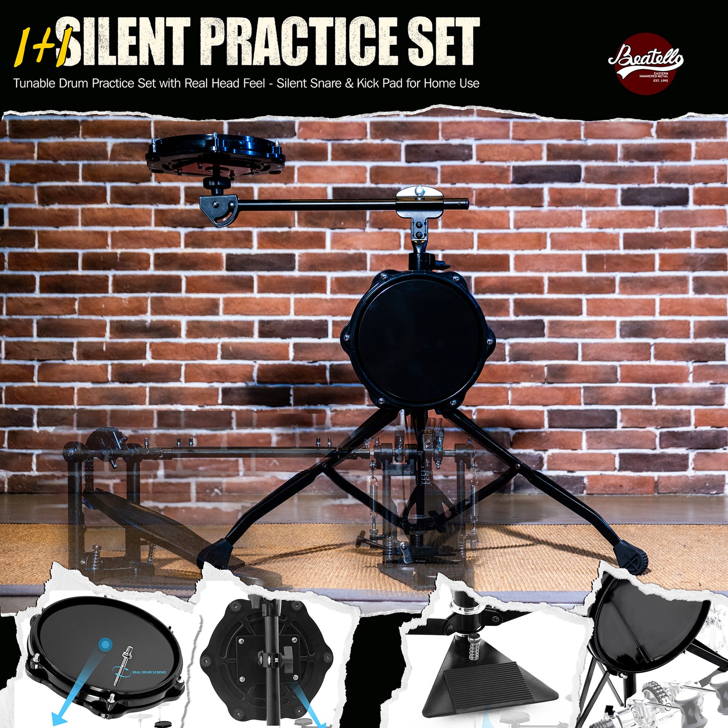 Tunable Drum Practice Pad Set