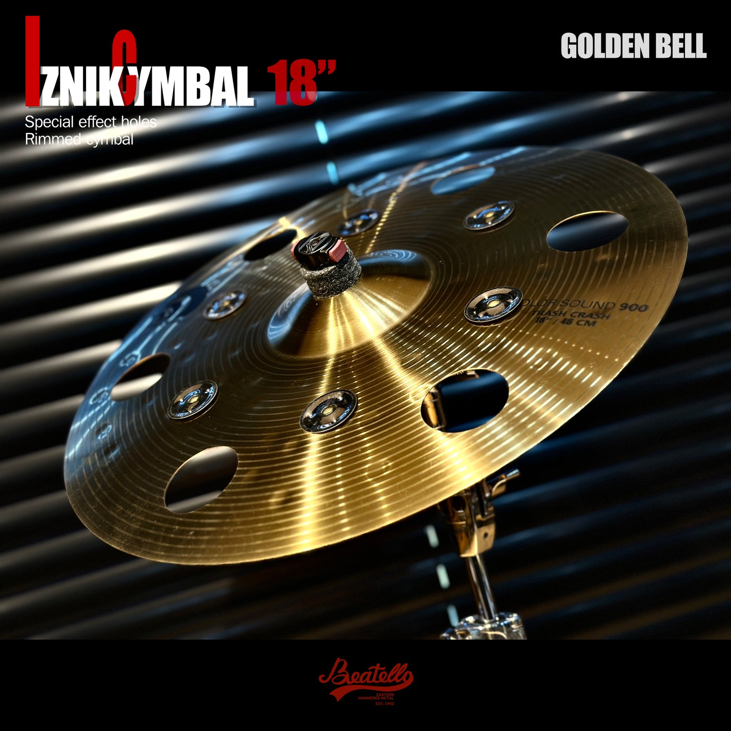 Golden Effect Crash Cymbal with Bells