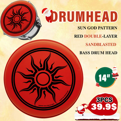 Sun God Pattern 14 In Snare Drum Head 3pcs