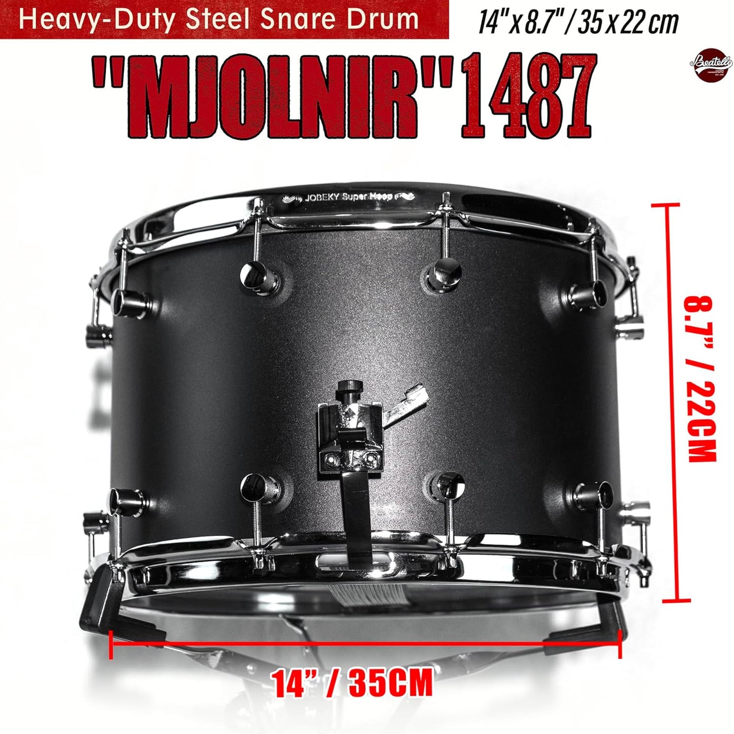 1487 Thunder Hammer Sub-Bass Polished Steel Military Drum