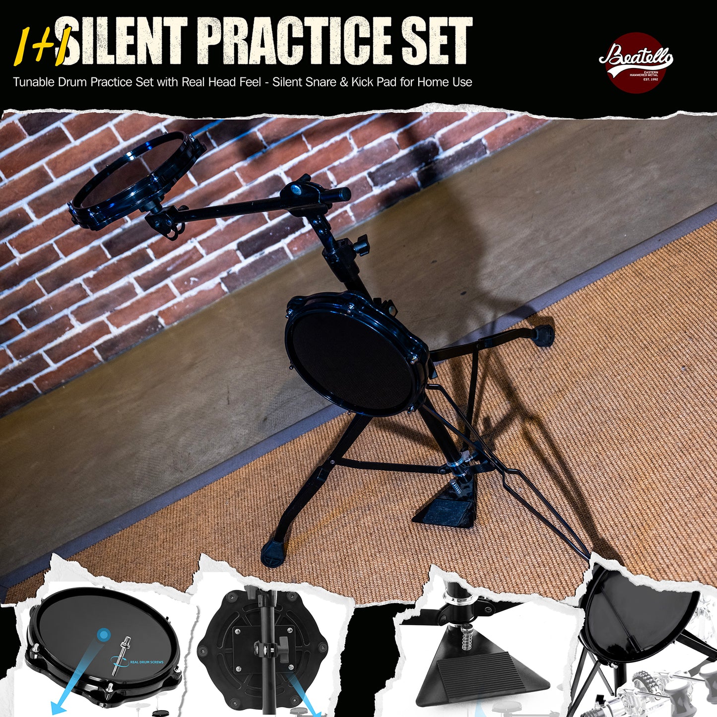 Tunable Drum Practice Pad Set