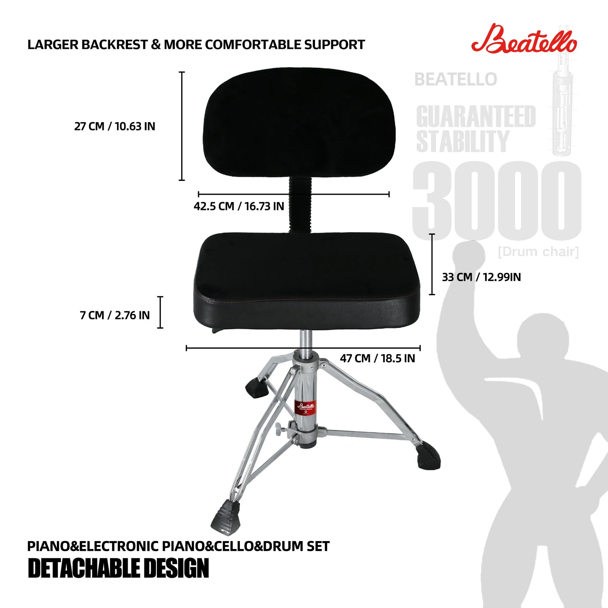 Model 3000 Adjustable Drum Throne Beatello workshop