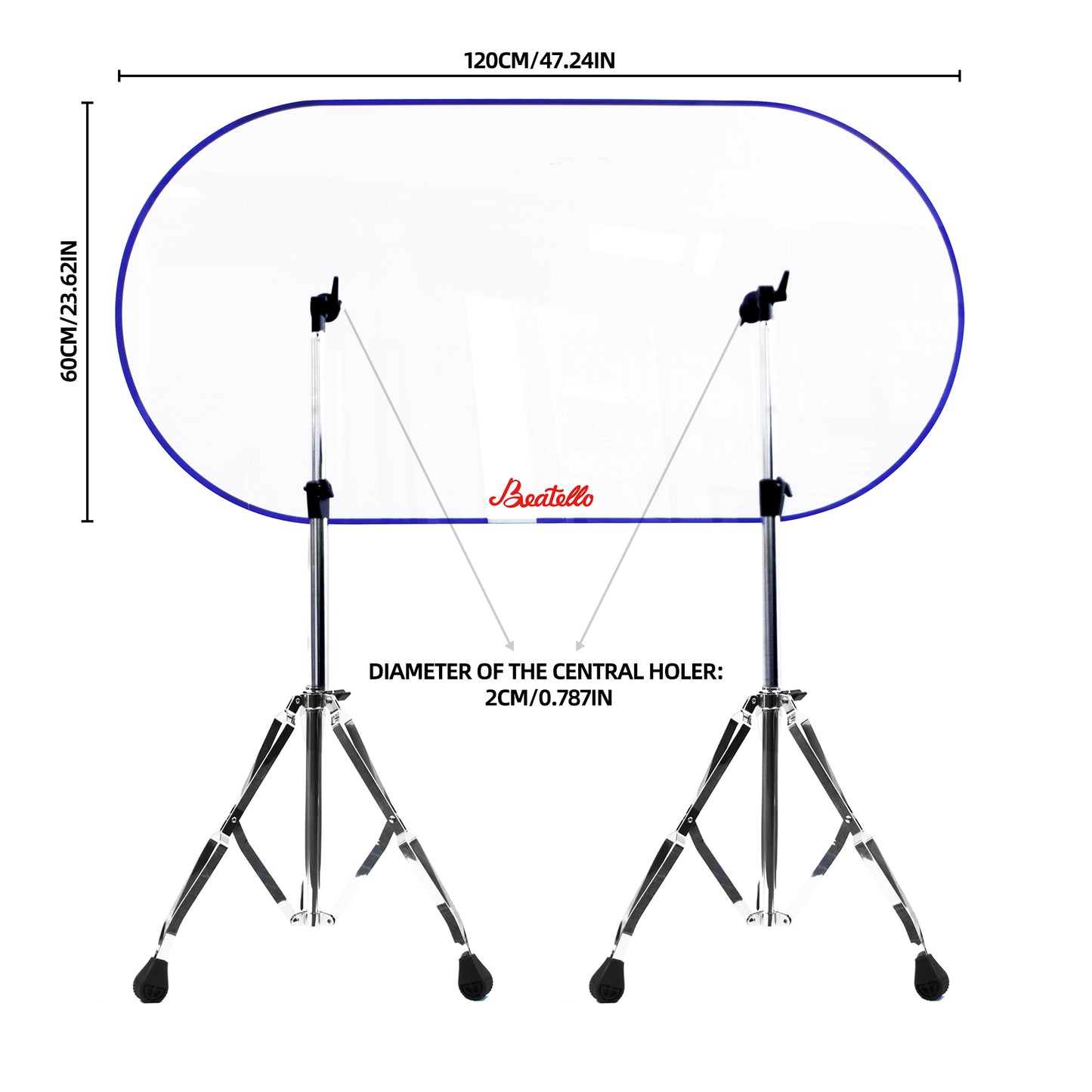 Beatello Transparent Acrylic Open Floor-Standing Drum Shield, Professional Noise Reduction Drum Screen, Sound Barrier for Studio, Live Stage & Daily Practice, Easy Assembly Stable Noise Isolation Drum Accessories