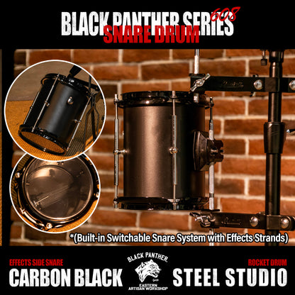 Black Panther Series-6" Carbon Black Steel Studio Effects Side Snare & Rocket Drum