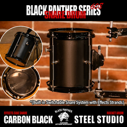 Black Panther Series-6" Carbon Black Steel Studio Effects Side Snare & Rocket Drum